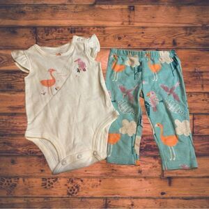 5 for $25🔥6M Baby Carter's Flamingo One Piece Shirt & Baby Blue Pants